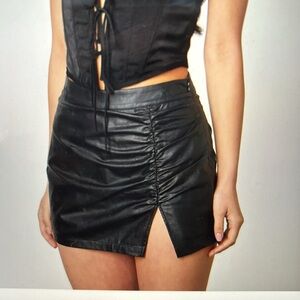 Cotton Candy LA Vegan Learher Rouched Mini Skirt